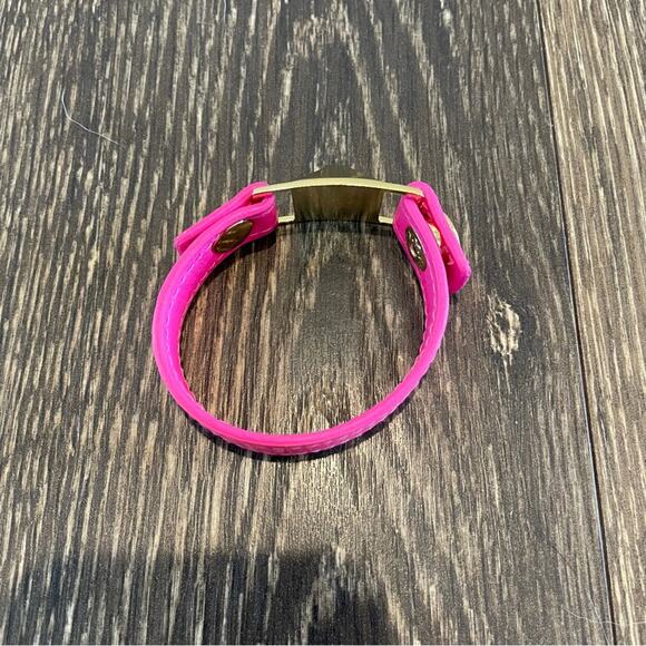 BCBG Neon pink Faux Leather Bracelet w/ Gold Pyramid - Picture 4 of 4